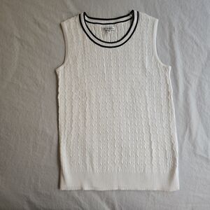 Croft & Barrow Sleeveless White Cable Knit Sweater Vest Top 100% Cotton